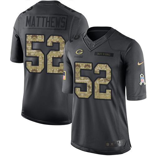 Green Bay Packers #52 Clay Matthews Black Men's Stitched Limited 2016 Salute To Service Jersey Men's cheap jerseys for sale - CheapJerseys.Shop
