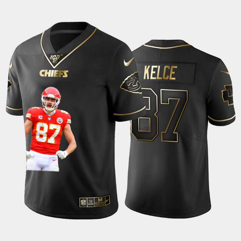 Kansas City Chiefs #87 Travis Kelce Team Hero 7 Vapor Limited 100 Jersey Black Golden cheap jerseys for sale - CheapJerseys.Shop