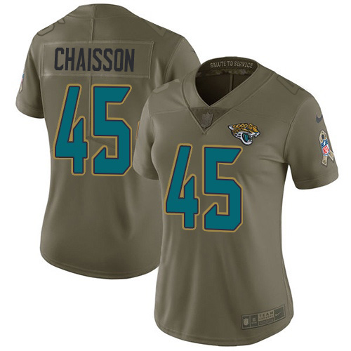 Jacksonville Jaguars #45 K'Lavon Chaisson Olive Women's Stitched Limited 2017 Salute To Service Jersey Womens cheap jerseys for sale - CheapJerseys.Shop