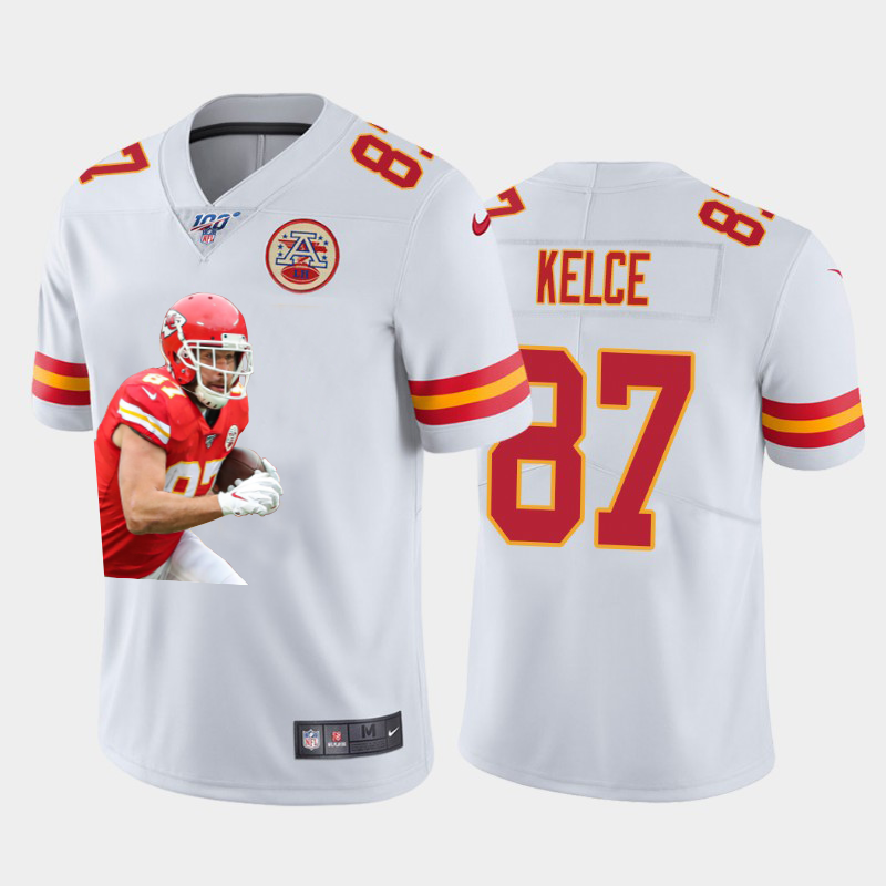 Kansas City Chiefs #87 Travis Kelce Team Hero 1 Vapor Limited 100 Jersey White Golden cheap jerseys for sale - CheapJerseys.Shop