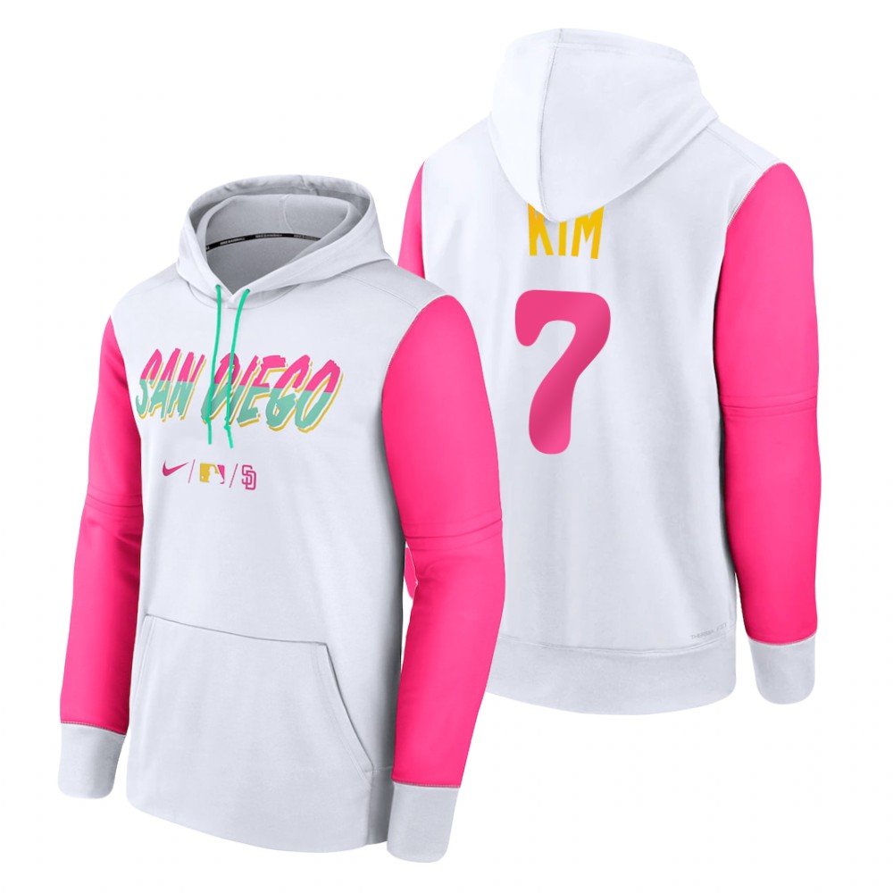 San Diego Padres #7 Ha-Seong Kim Men's 2022 City Connect Hoodie - White cheap jerseys for sale - CheapJerseys.Shop