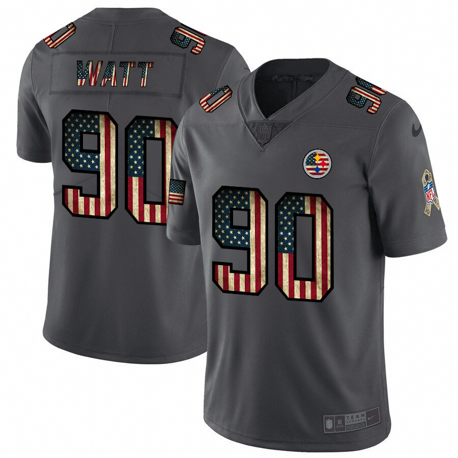 Steelers #90 T.J. Watt 2018 Salute To Service Retro USA Flag Limited Jersey cheap jerseys for sale - CheapJerseys.Shop