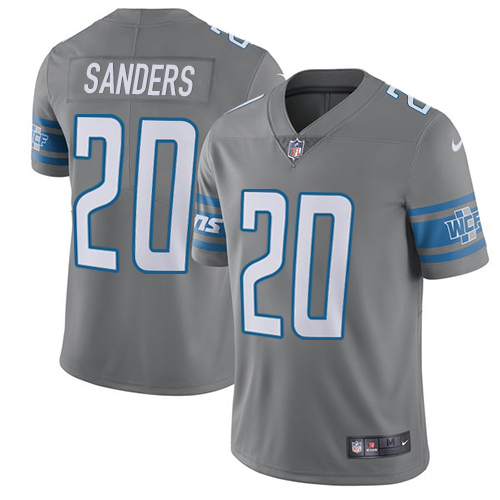 Lions #20 Barry Sanders Gray Men's Stitched Limited Rush Jersey cheap jerseys for sale - CheapJerseys.Shop
