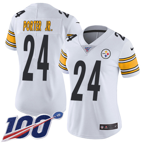 Steelers #24 Joey Porter Jr. White Women's Stitched 100th Season Vapor Untouchable Limited Jersey cheap jerseys for sale - CheapJerseys.Shop