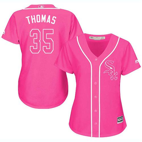 Chicago White Sox #35 Frank Thomas Pink Fashion Women's Stitched Jersey Womens cheap jerseys for sale - CheapJerseys.Shop