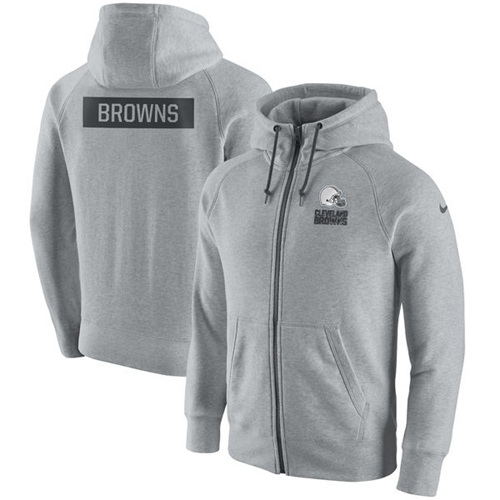 Men's Cleveland Browns Ash Gridiron Gray 2.0 Full-Zip Hoodie cheap jerseys for sale - CheapJerseys.Shop