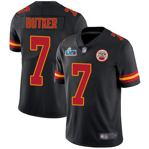 Chiefs #7 Harrison Butker Black Super Bowl LVII Patch Men's Stitched Limited Rush Jersey cheap jerseys for sale - CheapJerseys.Shop