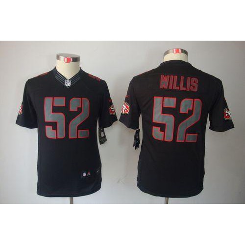 San Francisco 49ers #52 Patrick Willis Black Impact Youth Stitched Limited Jersey Youth cheap jerseys for sale - CheapJerseys.Shop