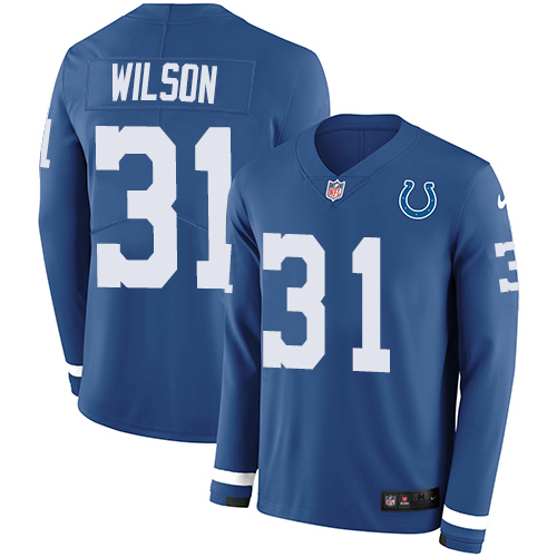 Indianapolis Colts #31 Quincy Wilson Royal Blue Team Color Men's Stitched Limited Therma Long Sleeve Jersey Men's cheap jerseys for sale - CheapJerseys.Shop