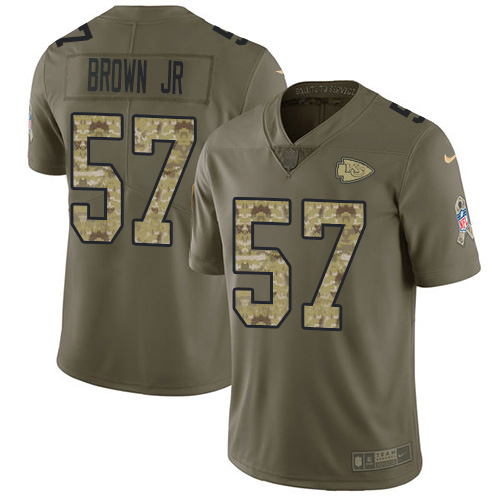 Kansas City Chiefs #57 Orlando Brown Jr. Olive/Camo Youth Stitched Limited 2017 Salute To Service Jersey Youth cheap jerseys for sale - CheapJerseys.Shop