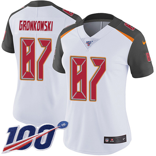 Buccaneers #87 Rob Gronkowski White Women's Stitched 100th Season Vapor Untouchable Limited Jersey cheap jerseys for sale - CheapJerseys.Shop