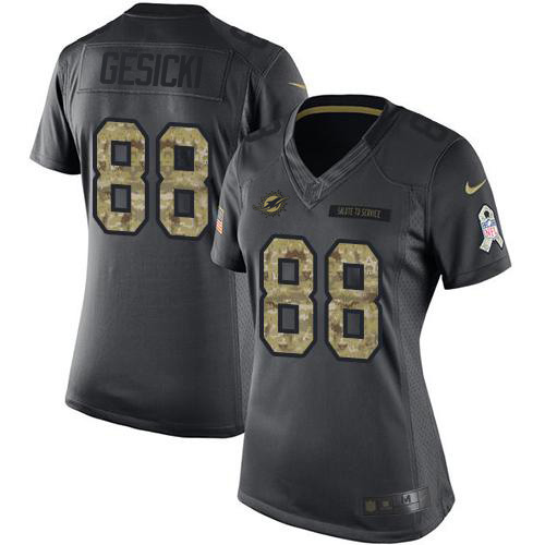 Dolphins #88 Mike Gesicki Black Women's Stitched Limited 2016 Salute To Service Jersey cheap jerseys for sale - CheapJerseys.Shop