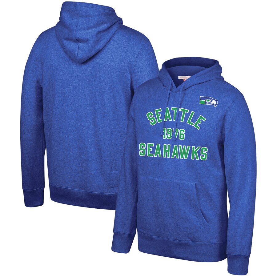 Seattle Seahawks Mitchell & Ness Team History Pullover Hoodie College Blue cheap jerseys for sale - CheapJerseys.Shop