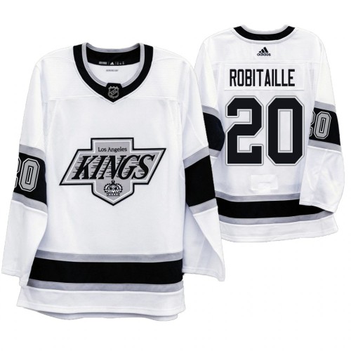 Los Angeles Los Angeles Kings #20 Luc Robitaille Men's 2019-20 Heritage White Throwback 90s Jersey Men's cheap jerseys for sale - CheapJerseys.Shop