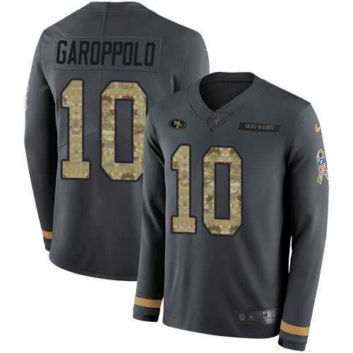 49ers #10 Jimmy Garoppolo Anthracite Salute To Service Youth Stitched Limited Therma Long Sleeve Jersey cheap jerseys for sale - CheapJerseys.Shop