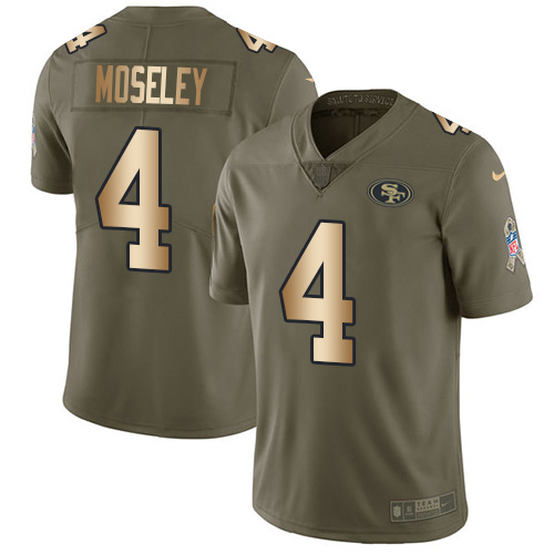 San Francisco 49ers #4 Emmanuel Moseley Olive/Gold Men's Stitched Limited 2017 Salute To Service Jersey Men's cheap jerseys for sale - CheapJerseys.Shop