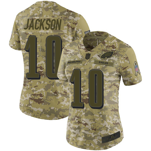 Philadelphia Eagles #10 DeSean Jackson Camo Women's Stitched Limited 2018 Salute to Service Jersey Womens cheap jerseys for sale - CheapJerseys.Shop