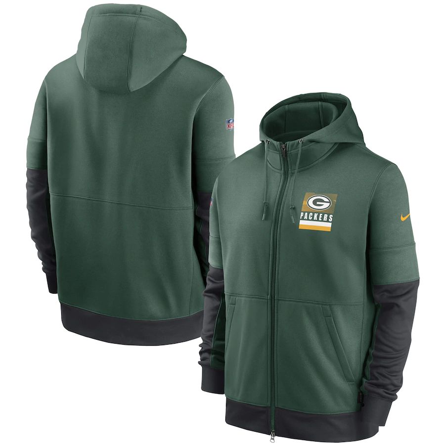 Green Bay Packers Sideline Impact Lockup Performance Full-Zip Hoodie Green cheap jerseys for sale - CheapJerseys.Shop