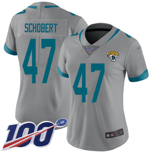 Jacksonville Jaguars #47 Joe Schobert Silver Women's Stitched Limited Inverted Legend 100th Season Jersey Womens cheap jerseys for sale - CheapJerseys.Shop