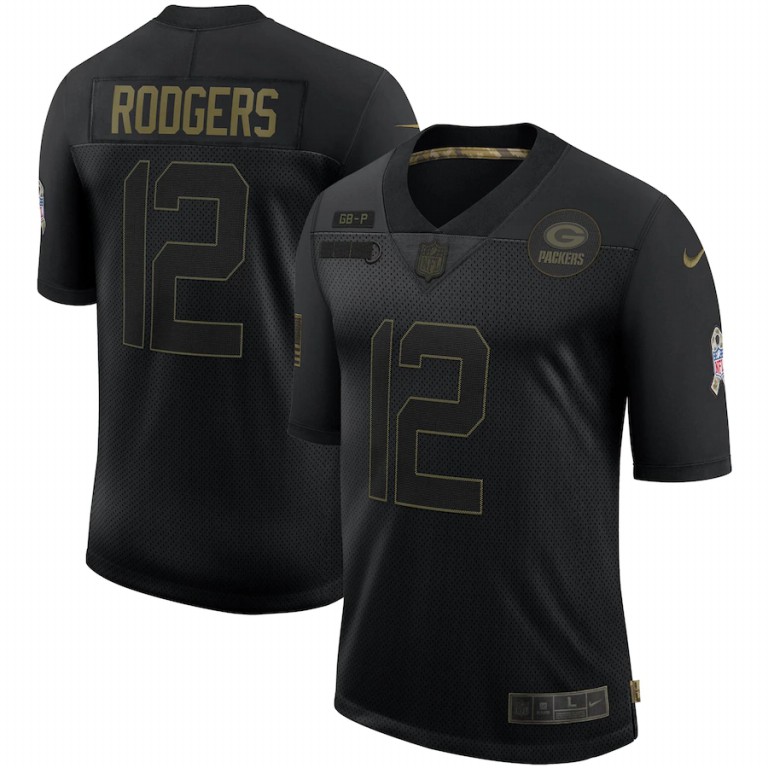 Green Bay Packers #12 Aaron Rodgers 2020 Salute To Service Limited Jersey Black cheap jerseys for sale - CheapJerseys.Shop