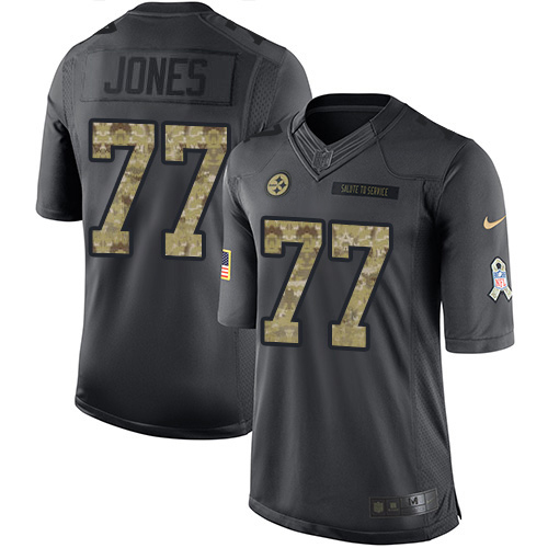 Steelers #77 Broderick Jones Black Men's Stitched Limited 2016 Salute To Service Jersey cheap jerseys for sale - CheapJerseys.Shop