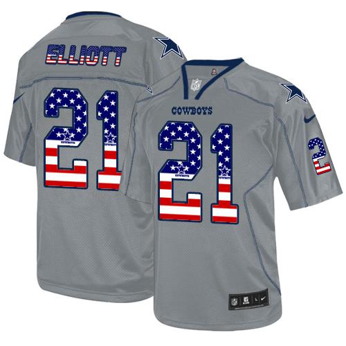 Cowboys #21 Ezekiel Elliott Lights Out Grey Men's Stitched Elite USA Flag Fashion Jersey cheap jerseys for sale - CheapJerseys.Shop