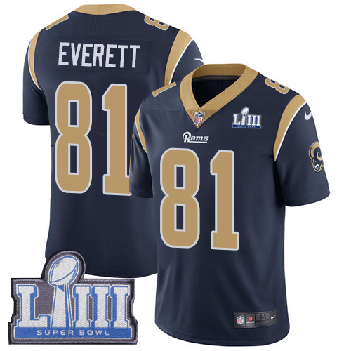 Los Angeles Rams #81 Gerald Everett Navy Blue Team Color Super Bowl LIII Bound Men's Stitched Vapor Untouchable Limited Jersey Men's cheap jerseys for sale - CheapJerseys.Shop