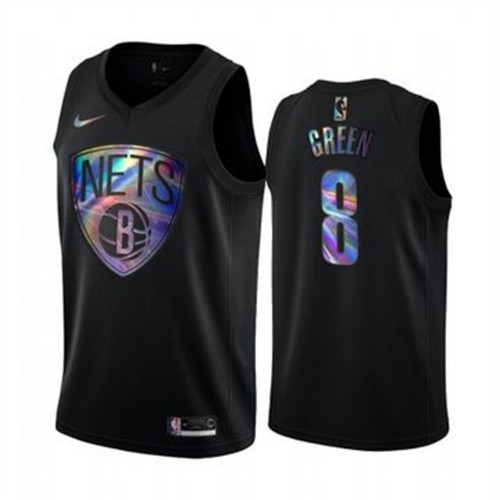 Brooklyn Nets #8 Jeff Green Mens Iridescent Holographic Collection Jersey - Black Mens cheap jerseys for sale - CheapJerseys.Shop