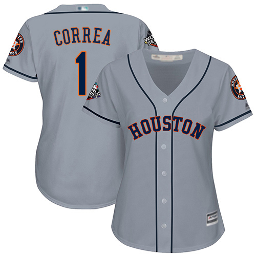 Houston Astros #1 Carlos Correa Grey Road 2019 World Series Bound Women's Stitched Jersey Womens cheap jerseys for sale - CheapJerseys.Shop