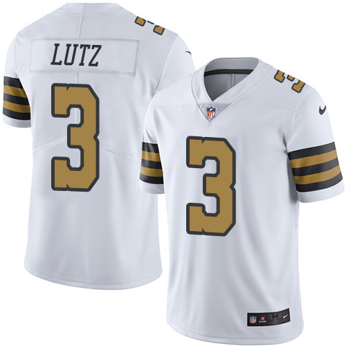 New Orleans Saints #3 Wil Lutz White Men's Stitched Limited Rush Jersey Men's cheap jerseys for sale - CheapJerseys.Shop