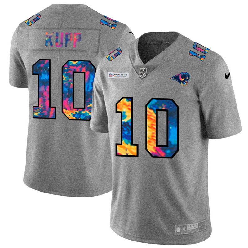 Los Angeles Rams #10 Cooper Kupp Men's Multi-Color 2020 Crucial Catch Jersey Greyheather cheap jerseys for sale - CheapJerseys.Shop