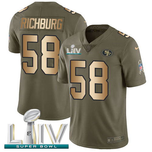 San Francisco 49ers #58 Weston Richburg Olive/Gold Super Bowl LIV 2020 Men's Stitched Limited 2017 Salute To Service Jersey Men's cheap jerseys for sale - CheapJerseys.Shop