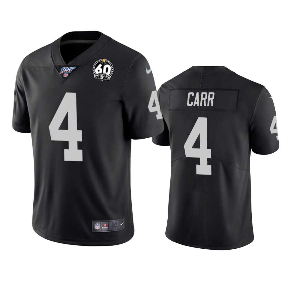 Raiders #4 Derek Carr Black 60th Anniversary Vapor Limited Stitched 100th Season Jersey cheap jerseys for sale - CheapJerseys.Shop