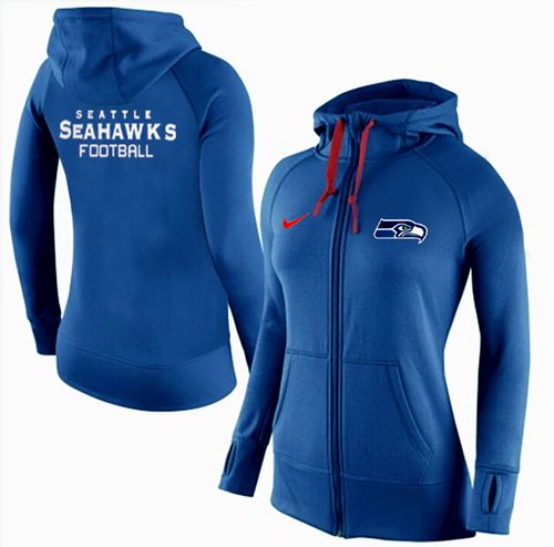 Women's Seattle Seahawks Full-Zip Performance Hoodie Blue cheap jerseys for sale - CheapJerseys.Shop
