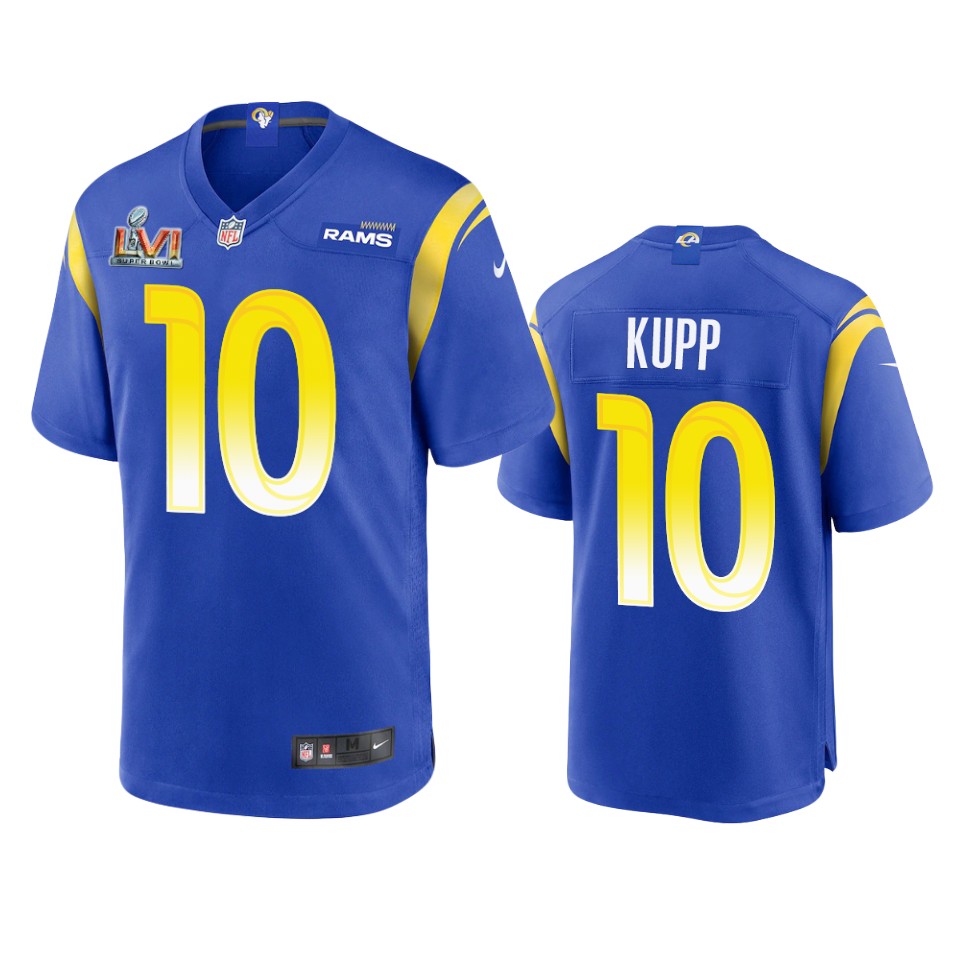 Los Angeles Rams #10 Cooper Kupp Men's Super Bowl LVI Patch Game Jersey - Royal cheap jerseys for sale - CheapJerseys.Shop