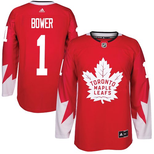 Maple Toronto Maple Leafs #1 Johnny Bower Red Team Canada Authentic Stitched Jersey Men's cheap jerseys for sale - CheapJerseys.Shop