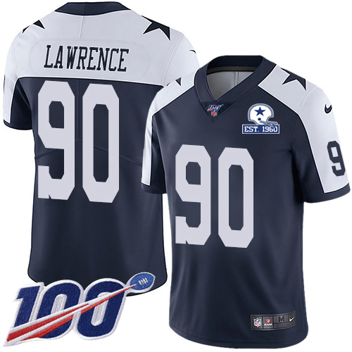 Cowboys #90 DeMarcus Lawrence Navy Blue Thanksgiving Men's Stitched With Established In 1960 Patch 100th Season Vapor Untouchable Limited Throwbac cheap jerseys for sale - CheapJerseys.Shop