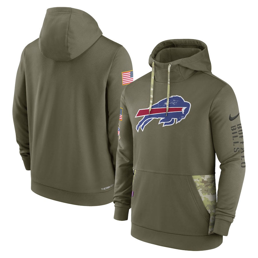 Buffalo Bills 2022 Salute To Service Therma Performance Pullover Hoodie - Olive cheap jerseys for sale - CheapJerseys.Shop