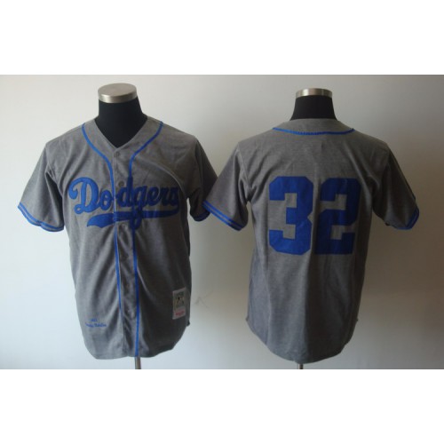 Mitchell and Ness Los Angeles Dodgers #32 Sandy Koufax Grey Stitched Throwback Jersey Men's cheap jerseys for sale - CheapJerseys.Shop