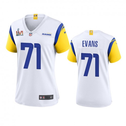 Los Angeles Los Angeles Rams #71 Bobby Evans Women's Super Bowl LVI Patch Alternate Game Jersey - White Womens cheap jerseys for sale - CheapJerseys.Shop