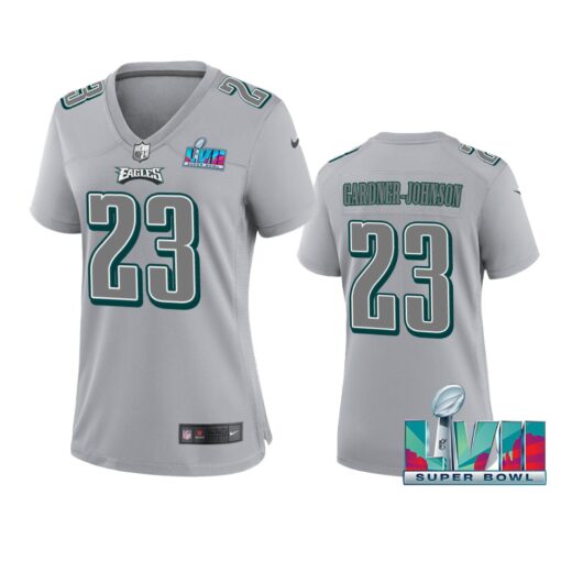 Eagles #23 C.J. Gardner-Johnson Women's Super Bowl LVII Patch Atmosphere Fashion Game Jersey - Gray cheap jerseys for sale - CheapJerseys.Shop