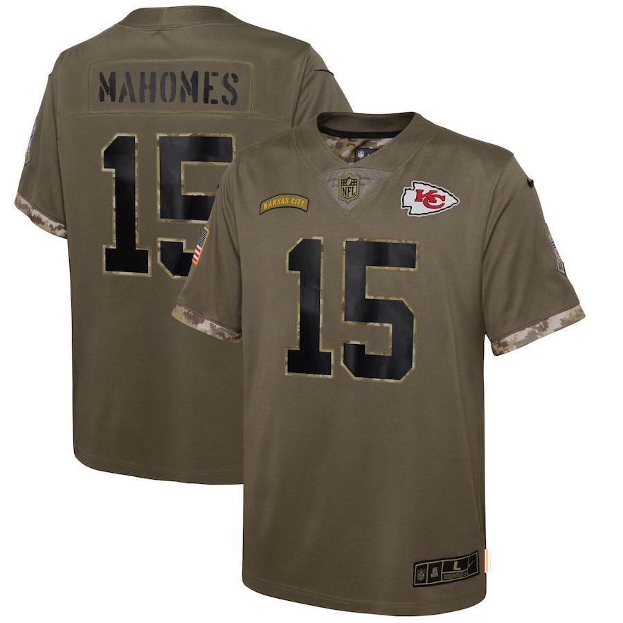 Kansas City Chiefs #15 Patrick Mahomes Youth 2022 Salute To Service Limited Jersey - Olive cheap jerseys for sale - CheapJerseys.Shop
