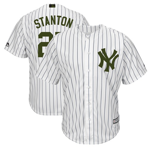 New York Yankees #27 Giancarlo Stanton White Strip New Cool Base 2018 Memorial Day Stitched Jersey Men's cheap jerseys for sale - CheapJerseys.Shop