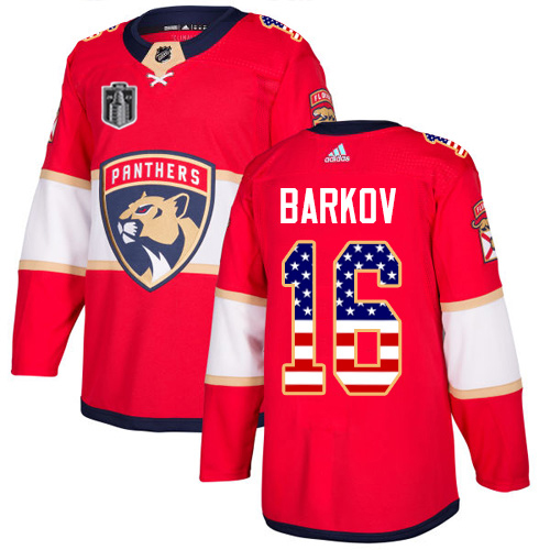 Lightning #16 Aleksander Barkov Red 2023 Stanley Cup Final Patch Home Authentic USA Flag Stitched Jersey cheap jerseys for sale - CheapJerseys.Shop