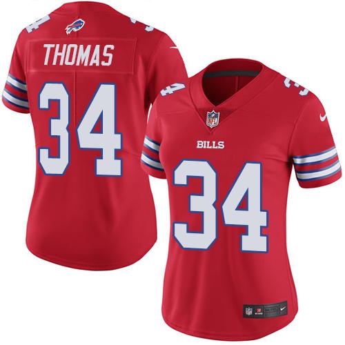 Buffalo Bills #34 Thurman Thomas Red Women's Stitched Limited Rush Jersey Womens cheap jerseys for sale - CheapJerseys.Shop