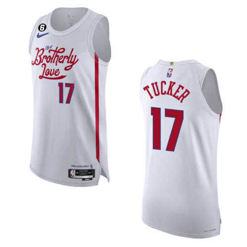 Philadelphia Philadelphia 76ers #17 P.J. Tucker White 2022-23 Authentic Jersey - City Edition Mens cheap jerseys for sale - CheapJerseys.Shop