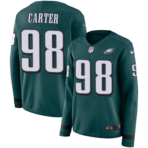 Eagles #98 Jalen Carter Green Team Color Women's Stitched Limited Therma Long Sleeve Jersey cheap jerseys for sale - CheapJerseys.Shop