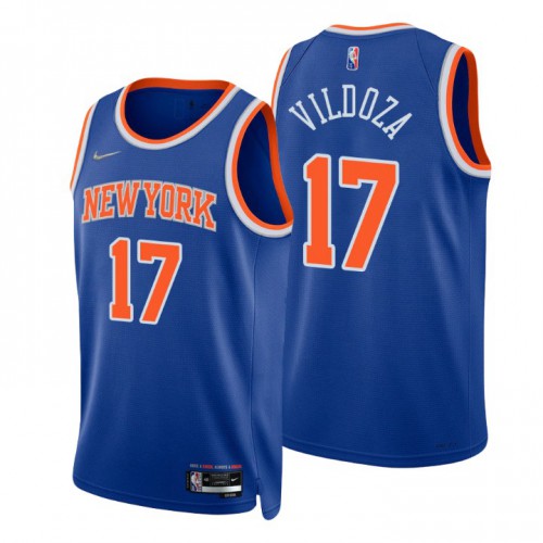 New York Knicks #17 Luca Vildoza Blue Mens 2021-22 75th Anniversary Diamond Swingman Jersey - Icon Edition Mens cheap jerseys for sale - CheapJerseys.Shop