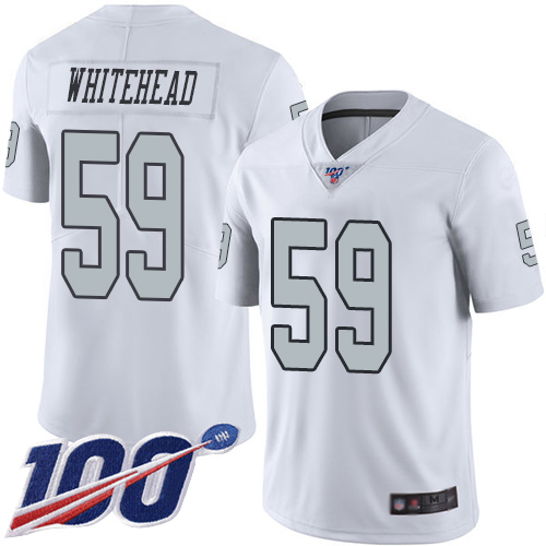Las Vegas Raiders #59 Tahir Whitehead White Men's Stitched Limited Rush 100th Season Jersey Men's cheap jerseys for sale - CheapJerseys.Shop