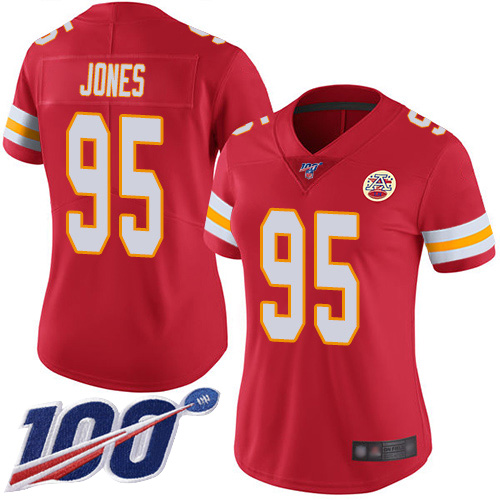 Chiefs #95 Chris Jones Red Team Color Women's Stitched 100th Season Vapor Limited Jersey cheap jerseys for sale - CheapJerseys.Shop